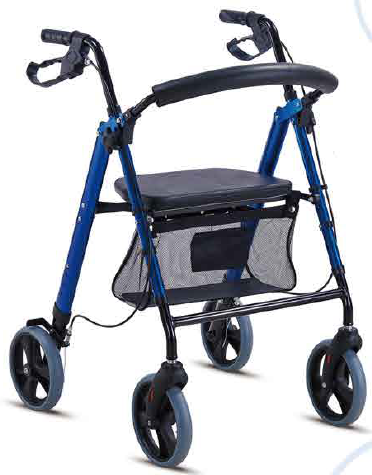 Andadera con asiento tipo rollator 4 ruedas de 8&quot; removibles aluminio, altura ajustable